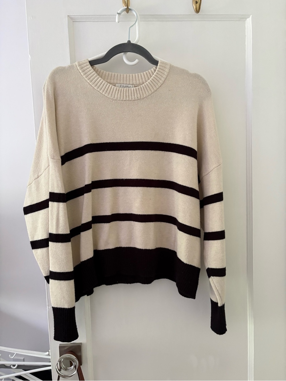 Z SUPPLY Striped Crewneck Sweater - Cream and Black